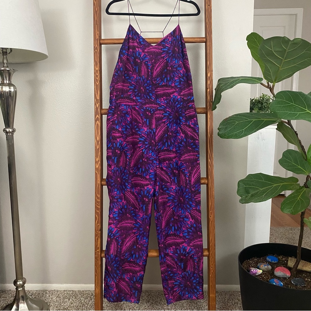 J CREW / Silk Midnight Floral Jumpsuit